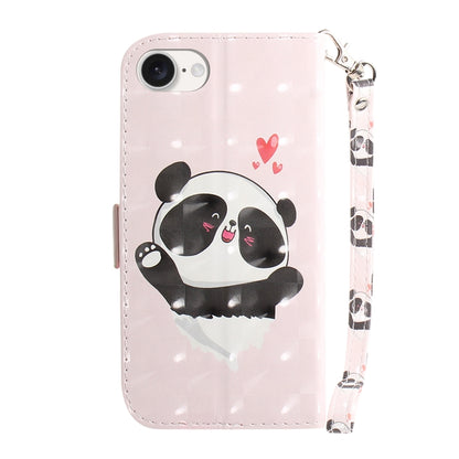 For iPhone 16e 3D Colored Horizontal Flip Leather Phone Case(Heart Panda) by buy2fix