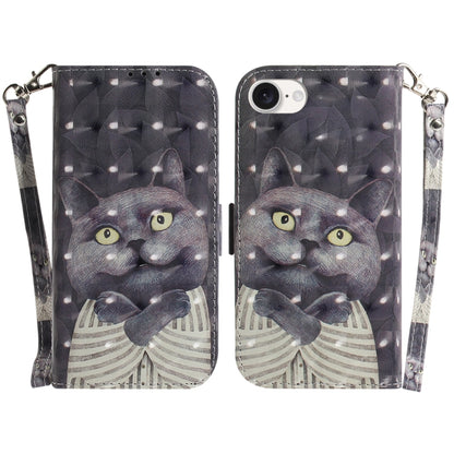 For iPhone 16e 3D Colored Horizontal Flip Leather Phone Case(Hug Cat) by buy2fix