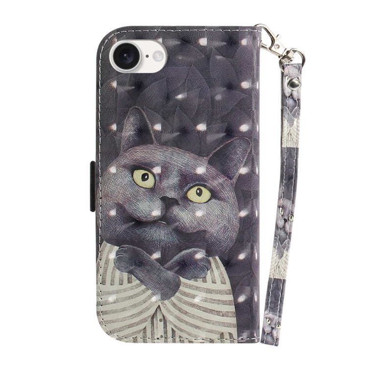 For iPhone 16e 3D Colored Horizontal Flip Leather Phone Case(Hug Cat) by buy2fix