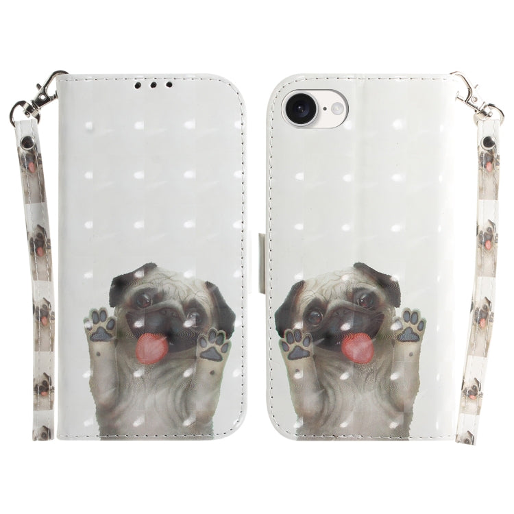 For iPhone 16e 3D Colored Horizontal Flip Leather Phone Case(Pug) by buy2fix