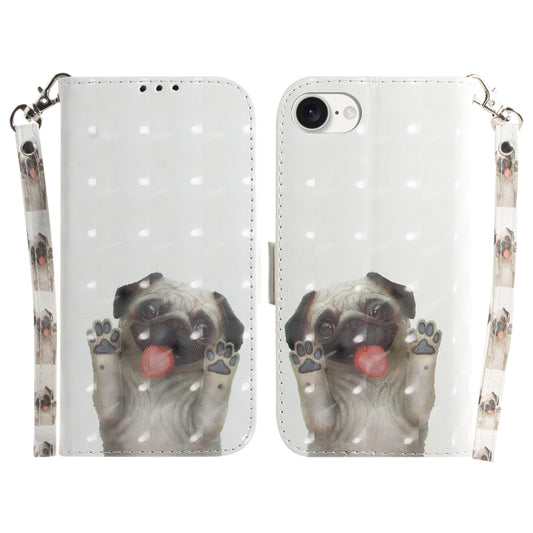 For iPhone 16e 3D Colored Horizontal Flip Leather Phone Case(Pug) by buy2fix