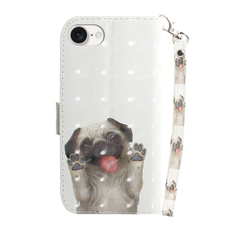For iPhone 16e 3D Colored Horizontal Flip Leather Phone Case(Pug) by buy2fix