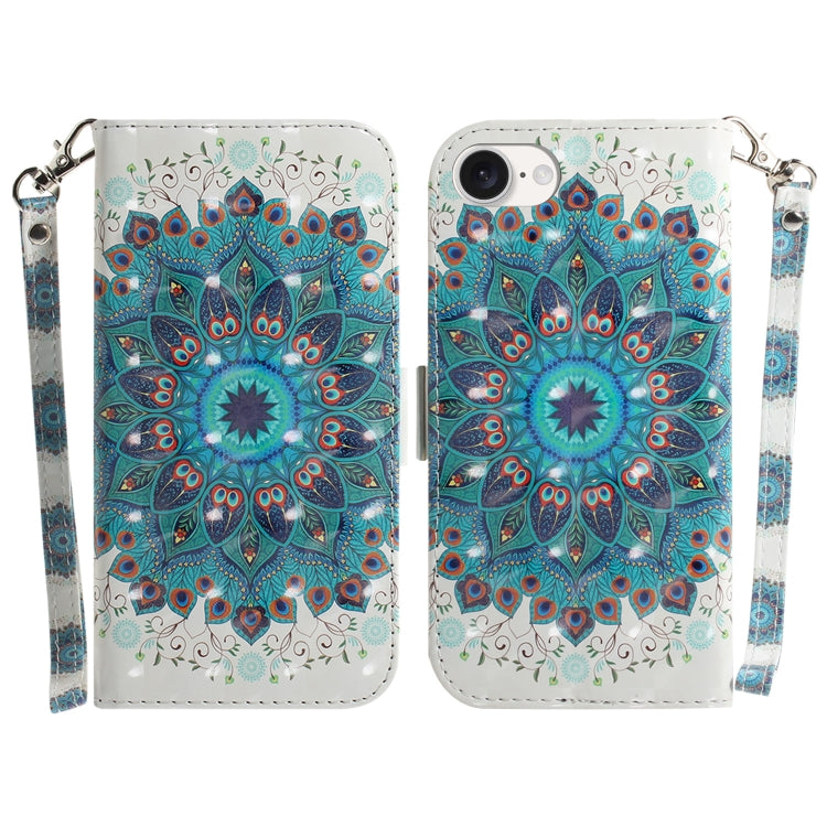 For iPhone 16e 3D Colored Horizontal Flip Leather Phone Case(Peacock Wreath) by buy2fix