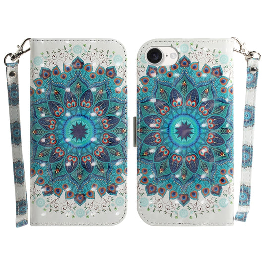 For iPhone 16e 3D Colored Horizontal Flip Leather Phone Case(Peacock Wreath) by buy2fix