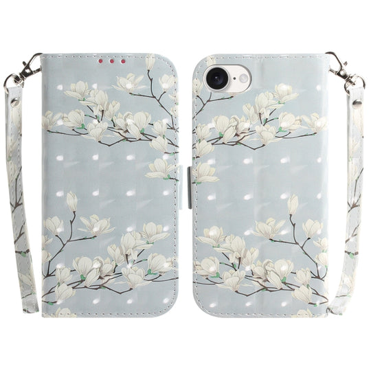 For iPhone 17e / 16e 3D Colored Horizontal Flip Leather Phone Case(Magnolia)