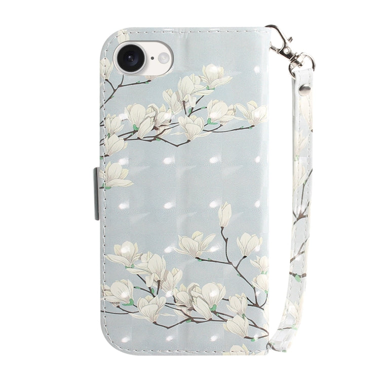 For iPhone 16e 3D Colored Horizontal Flip Leather Phone Case(Magnolia) - iPhone 16e Cases by buy2fix | Online Shopping UK | buy2fix