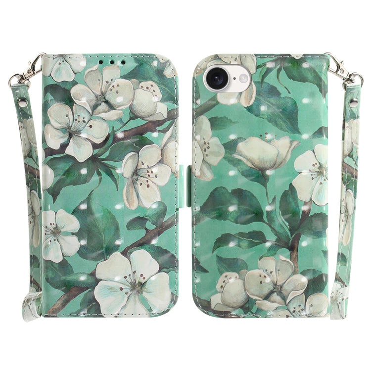 For iPhone 16e 3D Colored Horizontal Flip Leather Phone Case(Watercolor Flower) by buy2fix
