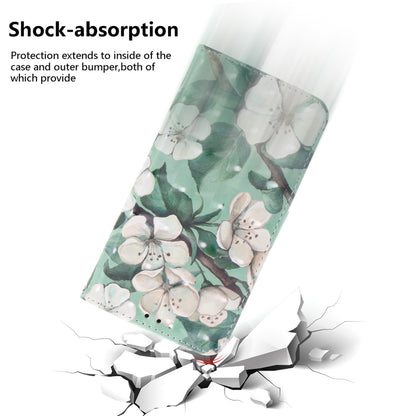 For iPhone 16e 3D Colored Horizontal Flip Leather Phone Case(Watercolor Flower) by buy2fix