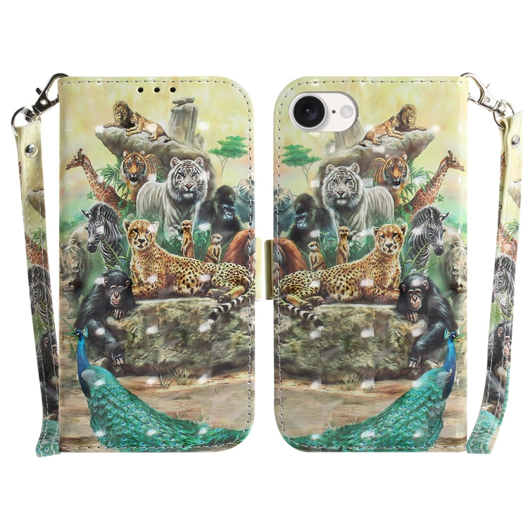For iPhone 16e 3D Colored Horizontal Flip Leather Phone Case(Zoo) by buy2fix