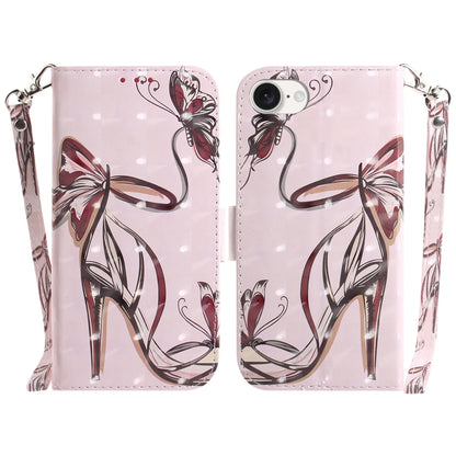 For iPhone 16e 3D Colored Horizontal Flip Leather Phone Case(Butterfly High-heeled) by buy2fix