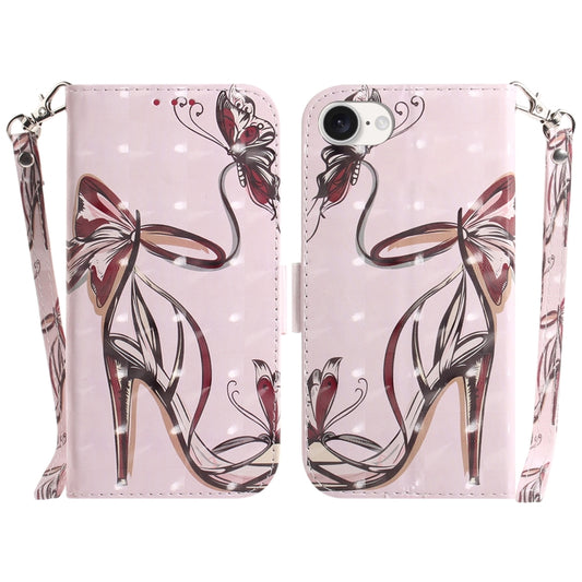 For iPhone 16e 3D Colored Horizontal Flip Leather Phone Case(Butterfly High-heeled) by buy2fix