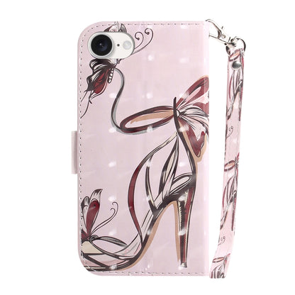 For iPhone 16e 3D Colored Horizontal Flip Leather Phone Case(Butterfly High-heeled) by buy2fix