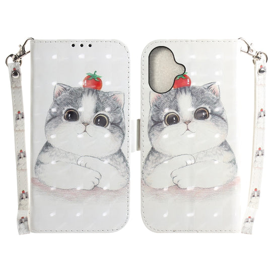 For iPhone 16 Plus 3D Colored Horizontal Flip Leather Phone Case(Cute Cat)