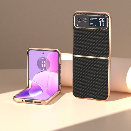 For Motorola Razr 40 Nano Electroplating Carbon Fiber Texture Phone Case(Black) by buy2fix