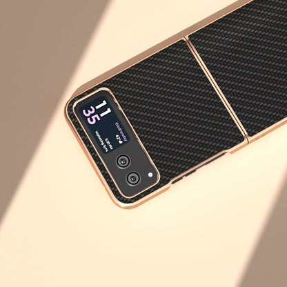 For Motorola Razr 40 Nano Electroplating Carbon Fiber Texture Phone Case(Black) by buy2fix