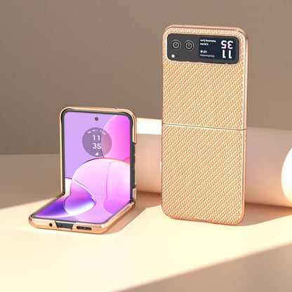 For Motorola Razr 40 Nano Electroplating Carbon Fiber Texture Phone Case(Gold) by buy2fix