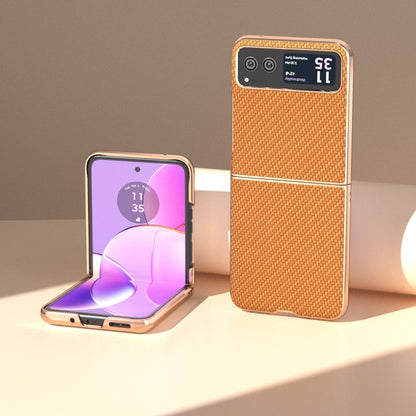 For Motorola Razr 40 Nano Electroplating Carbon Fiber Texture Phone Case(Brown) by buy2fix