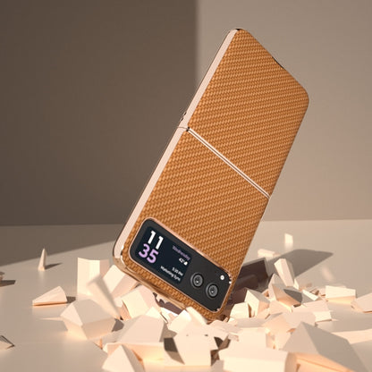 For Motorola Razr 40 Nano Electroplating Carbon Fiber Texture Phone Case(Brown) by buy2fix