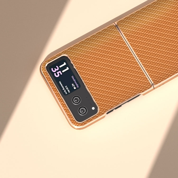 For Motorola Razr 40 Nano Electroplating Carbon Fiber Texture Phone Case(Brown) by buy2fix