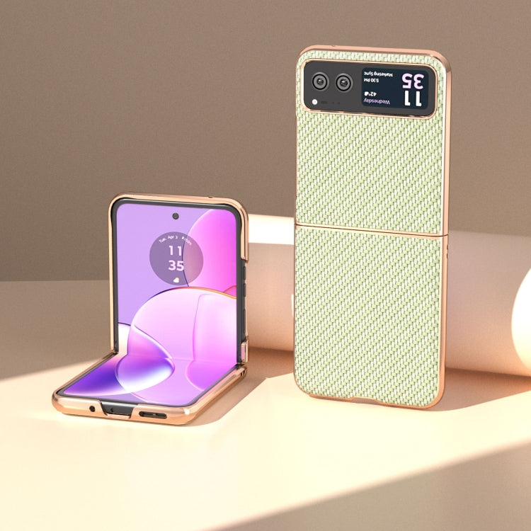 For Motorola Razr 40 Nano Electroplating Carbon Fiber Texture Phone Case(Green) by buy2fix