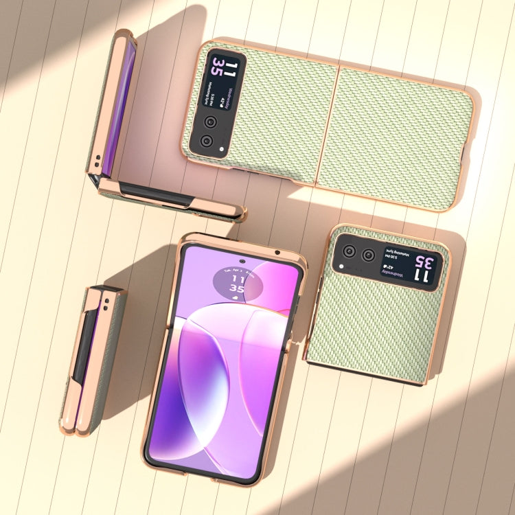 For Motorola Razr 40 Nano Electroplating Carbon Fiber Texture Phone Case(Green) by buy2fix