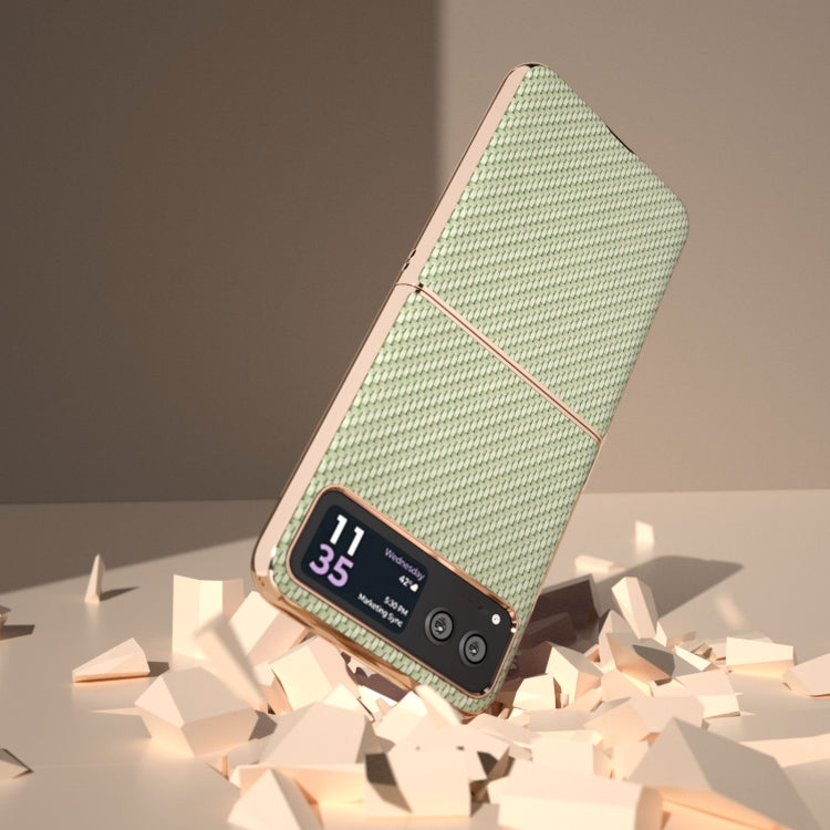 For Motorola Razr 40 Nano Electroplating Carbon Fiber Texture Phone Case(Green) by buy2fix