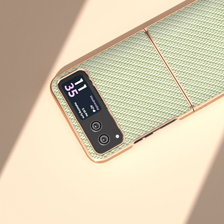 For Motorola Razr 40 Nano Electroplating Carbon Fiber Texture Phone Case(Green) by buy2fix