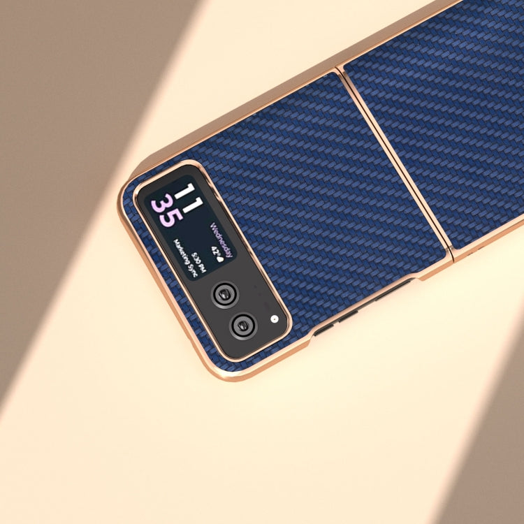 For Motorola Razr 40 Nano Electroplating Carbon Fiber Texture Phone Case(Navy Blue) by buy2fix