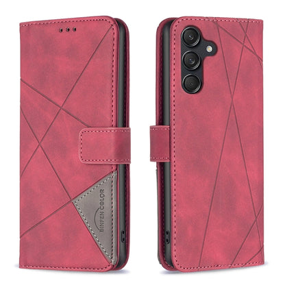 For Samsung Galaxy M55 Magnetic Buckle Rhombus Texture Leather Phone Case(Red) by buy2fix