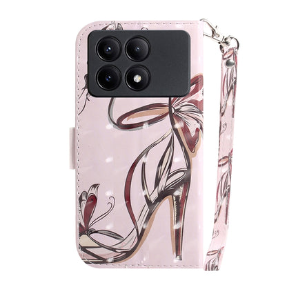 For Xiaomi Redmi K70E / Poco X6 Pro 3D Colored Horizontal Flip Leather Phone Case(Butterfly High-heeled) - Xiaomi Cases by buy2fix | Online Shopping UK | buy2fix