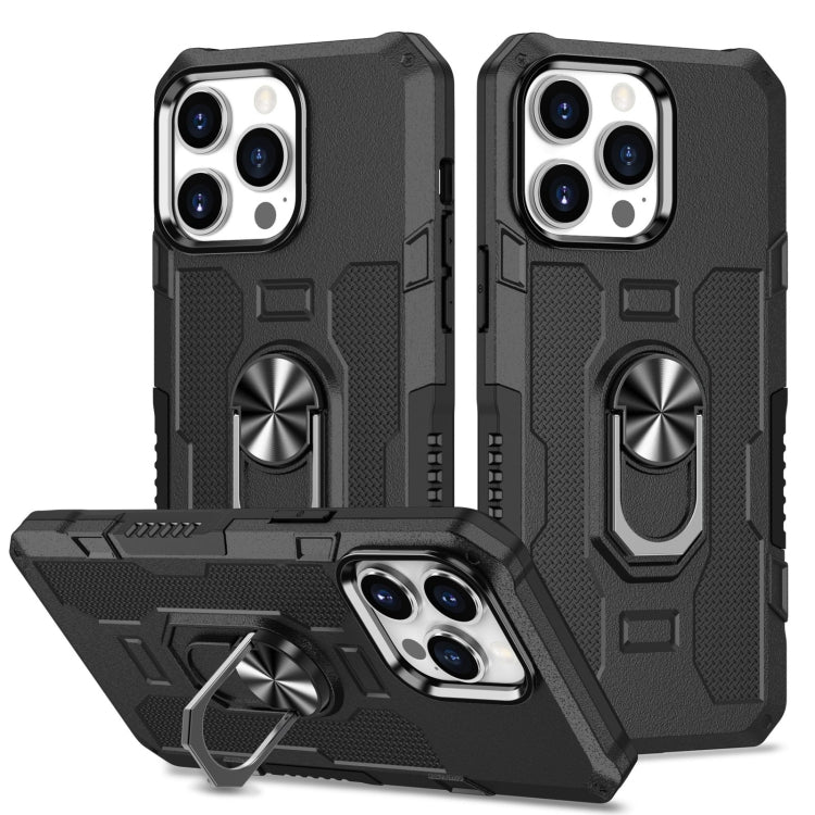 For iPhone 15 Pro Max Ring Holder Armor Hybrid Phone Case(Black) by buy2fix