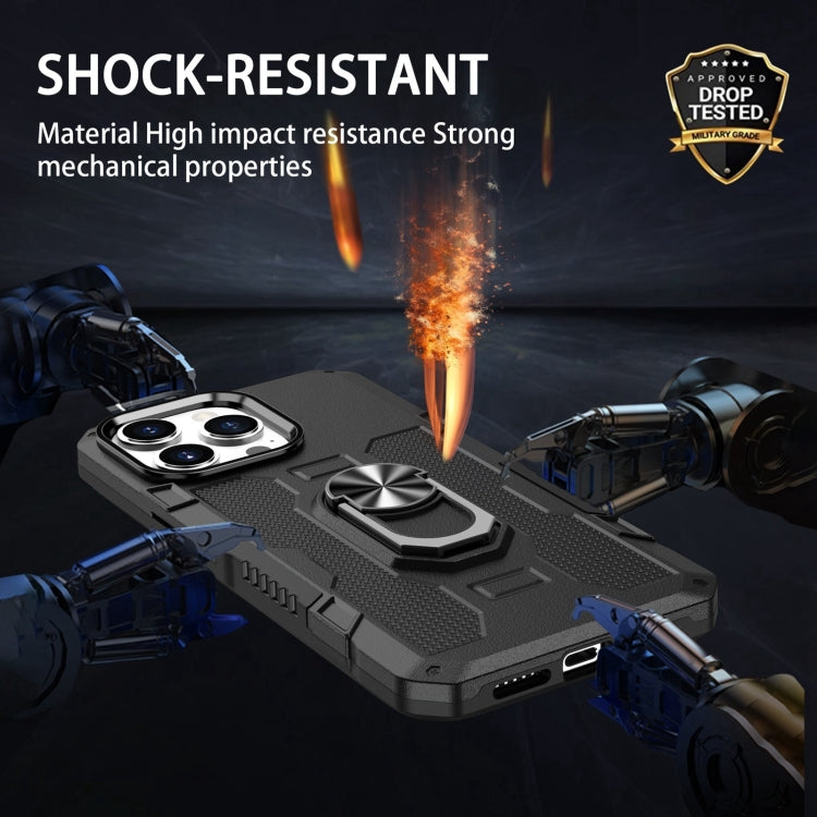 For iPhone 15 Pro Max Ring Holder Armor Hybrid Phone Case(Black) by buy2fix