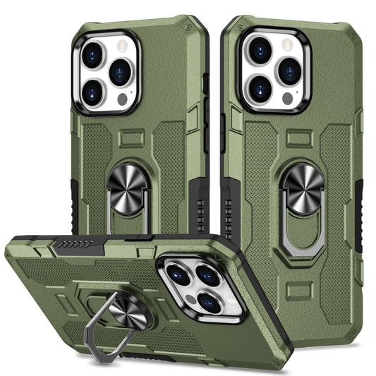 For iPhone 15 Pro Ring Holder Armor Hybrid Phone Case(Green) - iPhone 15 Pro Cases by buy2fix | Online Shopping UK | buy2fix