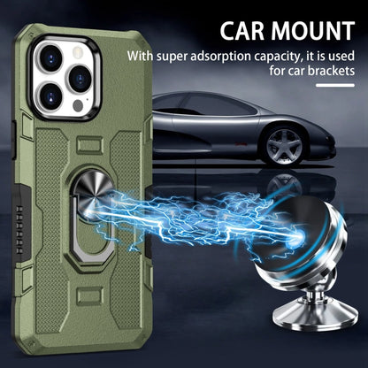 For iPhone 15 Pro Ring Holder Armor Hybrid Phone Case(Green) - iPhone 15 Pro Cases by buy2fix | Online Shopping UK | buy2fix