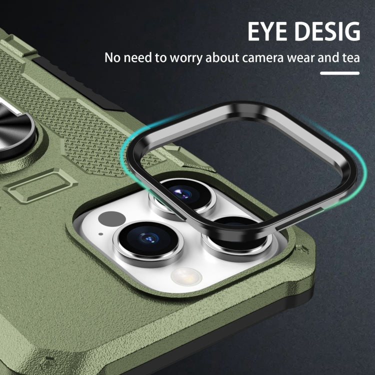 For iPhone 15 Pro Ring Holder Armor Hybrid Phone Case(Green) - iPhone 15 Pro Cases by buy2fix | Online Shopping UK | buy2fix