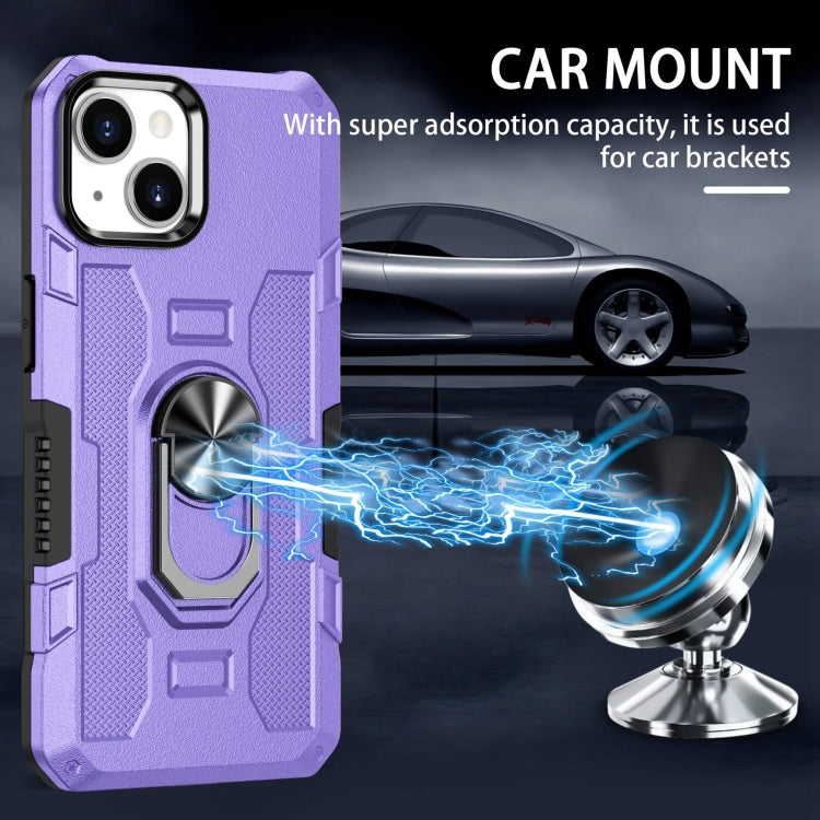 For iPhone 15 Plus Ring Holder Armor Hybrid Phone Case(Purple) - iPhone 15 Plus Cases by buy2fix | Online Shopping UK | buy2fix