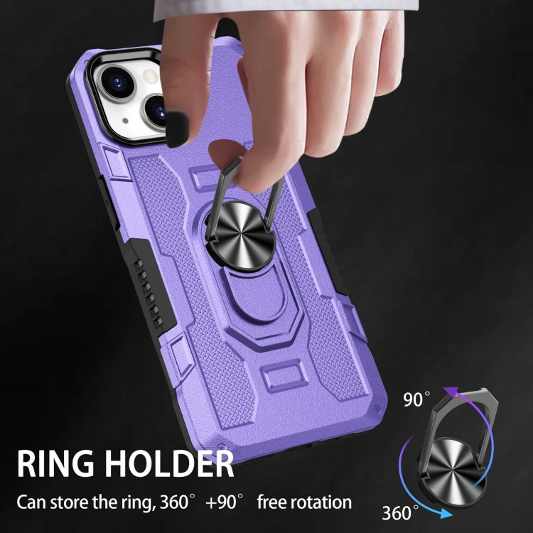For iPhone 15 Plus Ring Holder Armor Hybrid Phone Case(Purple) - iPhone 15 Plus Cases by buy2fix | Online Shopping UK | buy2fix