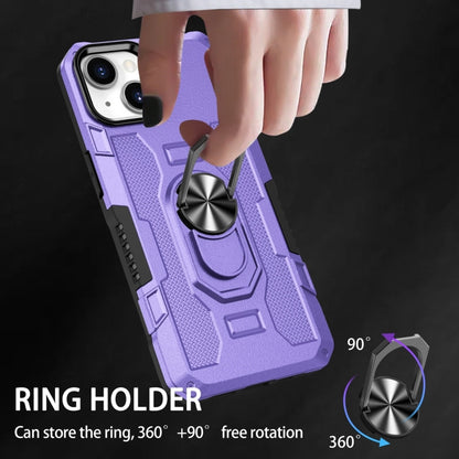 For iPhone 15 Plus Ring Holder Armor Hybrid Phone Case(Purple) - iPhone 15 Plus Cases by buy2fix | Online Shopping UK | buy2fix