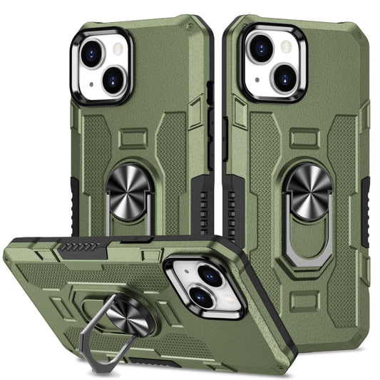For iPhone 15 Ring Holder Armor Hybrid Phone Case(Green) - iPhone 15 Cases by buy2fix | Online Shopping UK | buy2fix