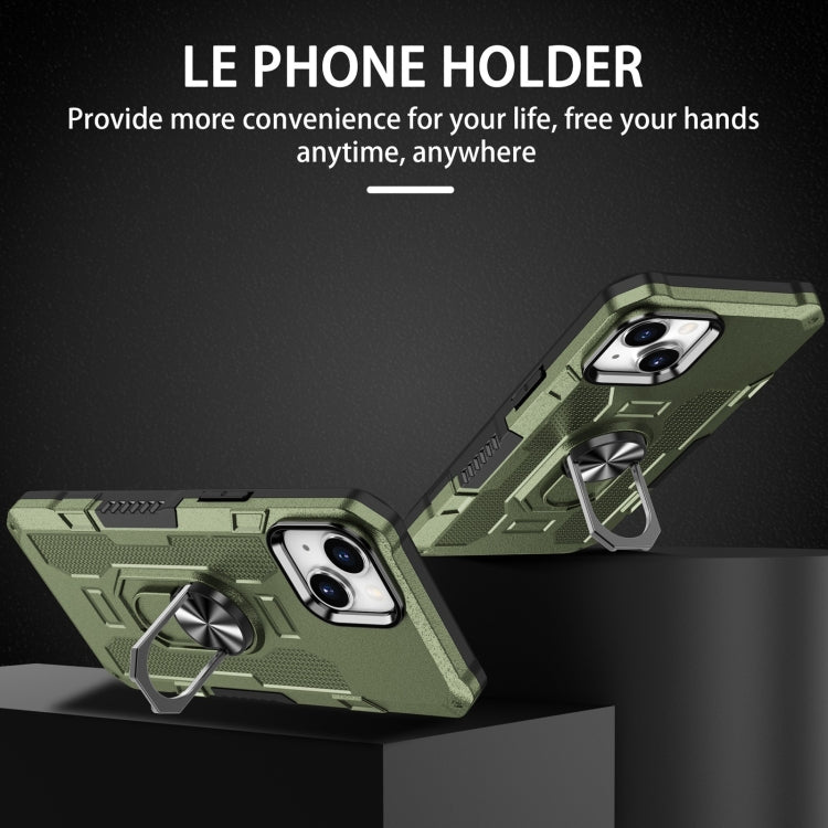 For iPhone 15 Ring Holder Armor Hybrid Phone Case(Green) - iPhone 15 Cases by buy2fix | Online Shopping UK | buy2fix