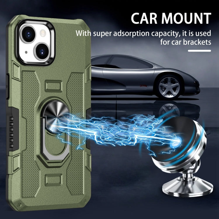 For iPhone 15 Ring Holder Armor Hybrid Phone Case(Green) - iPhone 15 Cases by buy2fix | Online Shopping UK | buy2fix