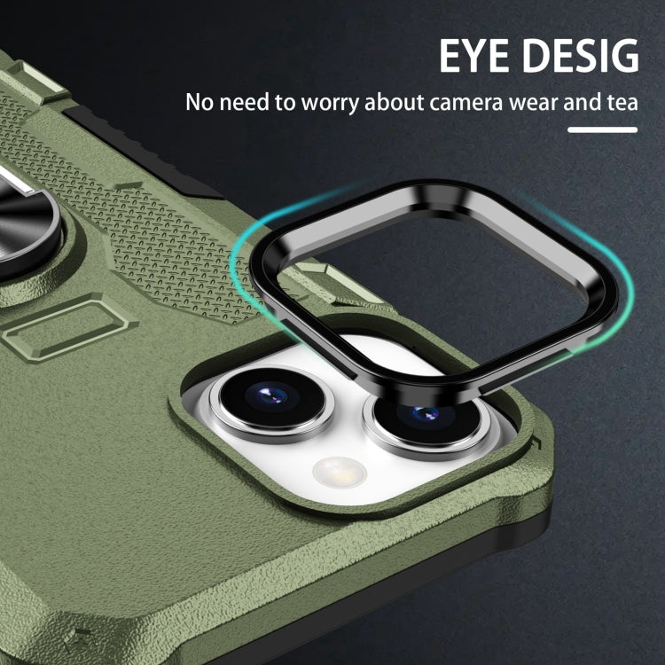 For iPhone 15 Ring Holder Armor Hybrid Phone Case(Green) - iPhone 15 Cases by buy2fix | Online Shopping UK | buy2fix