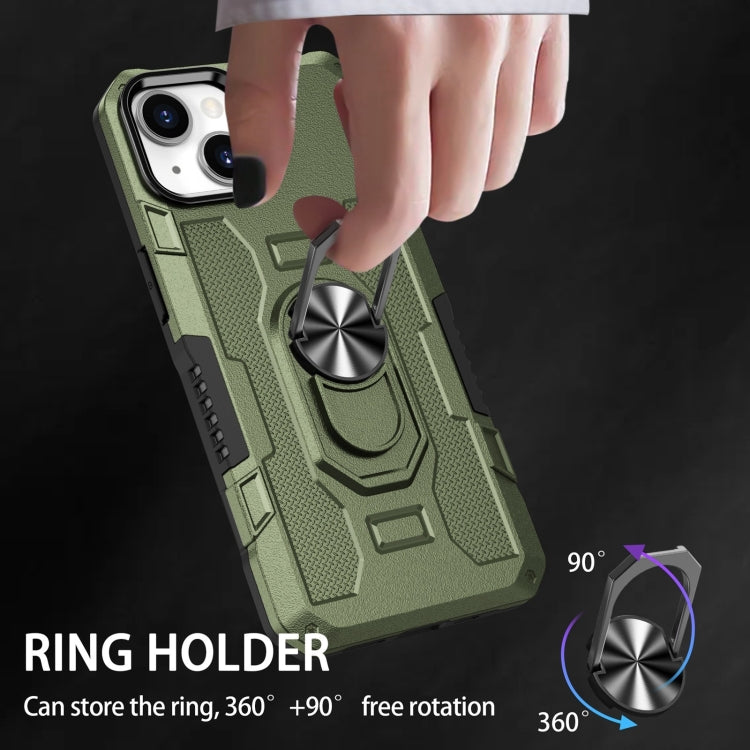 For iPhone 15 Ring Holder Armor Hybrid Phone Case(Green) - iPhone 15 Cases by buy2fix | Online Shopping UK | buy2fix