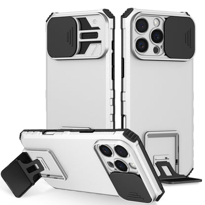 For iPhone 16 Pro Max Stereoscopic Holder Sliding Camshield Phone Case(White) by buy2fix