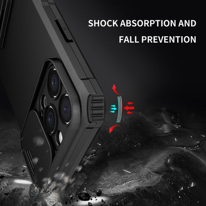 For iPhone 16 Pro Max Stereoscopic Holder Sliding Camshield Phone Case(Black) by buy2fix