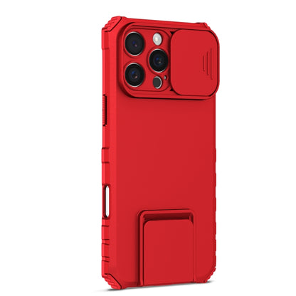 For iPhone 16 Pro Max Stereoscopic Holder Sliding Camshield Phone Case(Red) by buy2fix