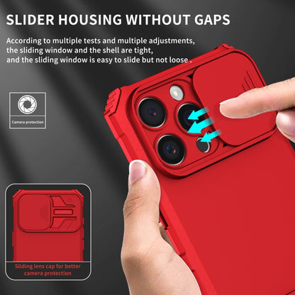 For iPhone 16 Pro Max Stereoscopic Holder Sliding Camshield Phone Case(Red) by buy2fix