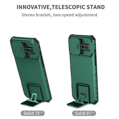 For iPhone 16 Pro Max Stereoscopic Holder Sliding Camshield Phone Case(Green) by buy2fix