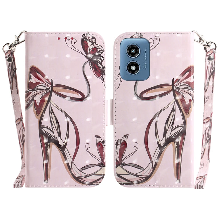 For Motorola Moto G Play 4G 2024 3D Colored Flip Leather Phone Case(Butterfly High-heeled) by buy2fix