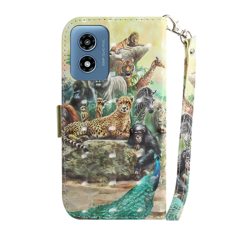 For Motorola Moto G Play 4G 2024 3D Colored Flip Leather Phone Case(Zoo) by buy2fix